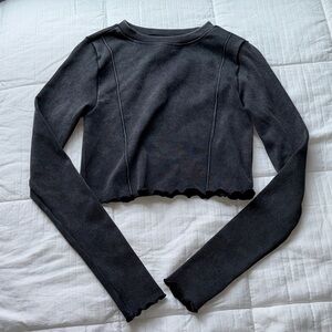 Forever 21 black long sleeve ribbed athletic top